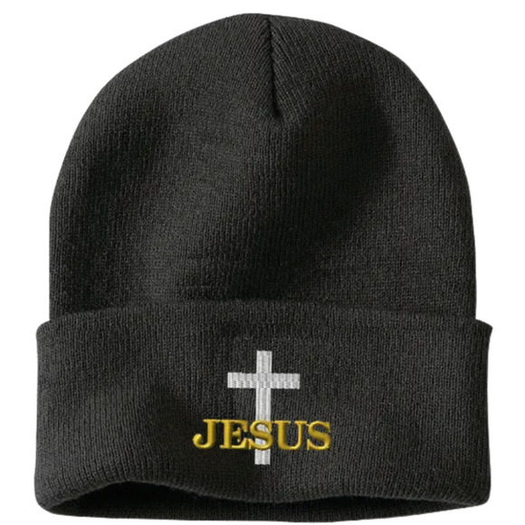 Embroidered Jesus Christian Acrylic Beanie, Unisex - Picture 5 of 13